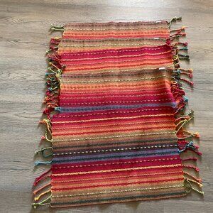Pier 1 Stripped Colorful Fiesta Fringe 21" x 14" Set of 5 Placemat Set!